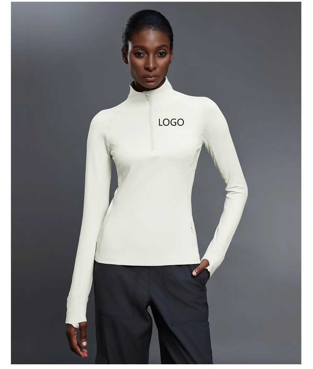 Autumn Stand Collar Slim Fit Half-Zip Long Sleeve Yoga Top Lightweight Breathable Fitness T-Shirt for Running Sports