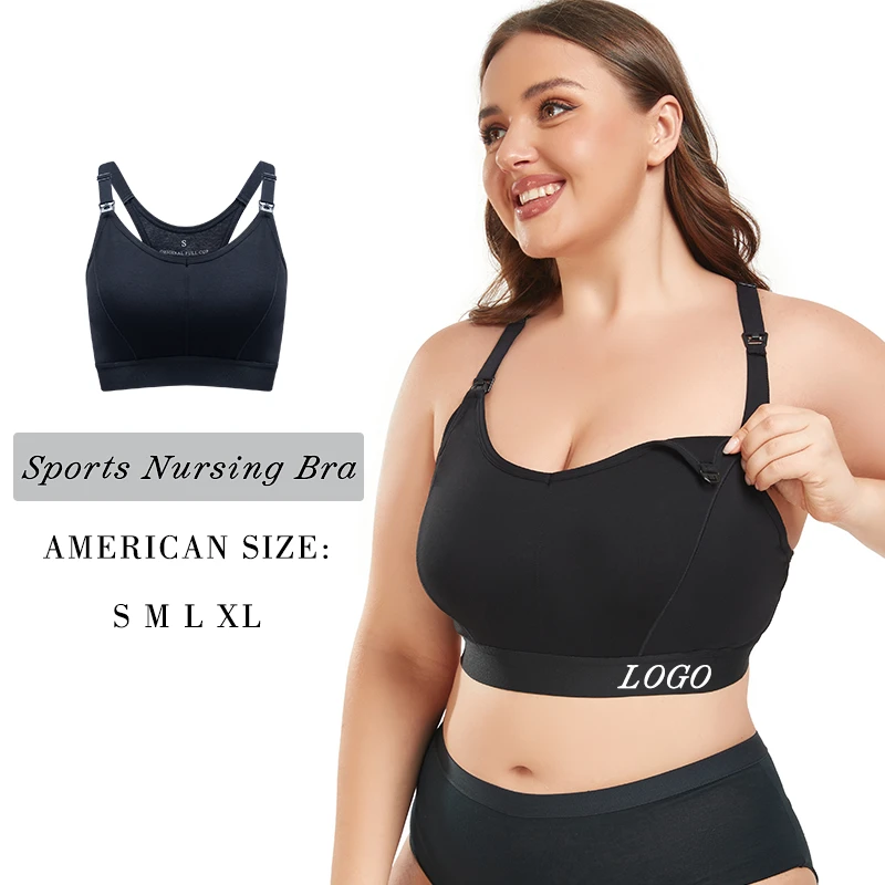 Wholesale OEM ODM Plus Size Cotton High Impact Maternity Racer Back Sleeping Sports Nursing Breastfeeding Bra