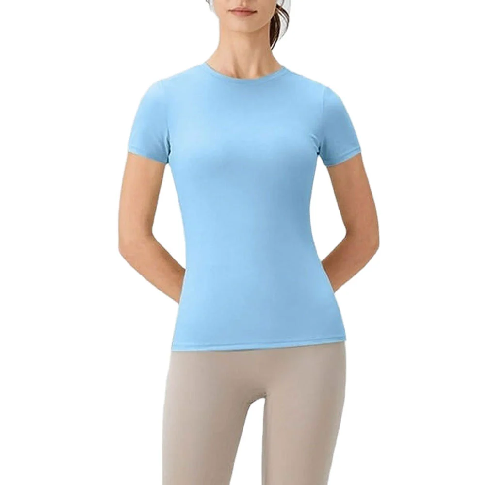 Customized Best Selling Summer Outdoor Running T-shirt Women's Full Sleeve Compression Quick-Drying Plus Size Solid Crew Neck