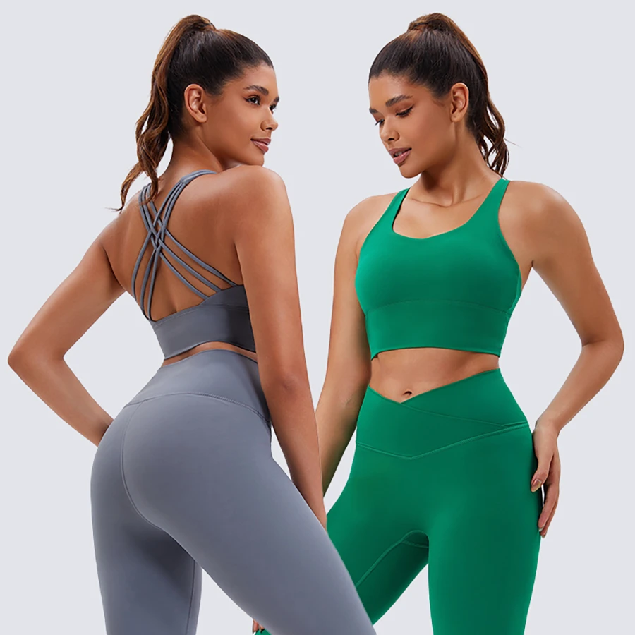 Recycled Nylon Cross Back Girls Workout Gym Sports Bra for Women