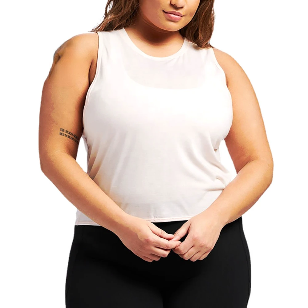 Wholesale Plus Size Women's High Performance Gym Tank Top with Lace Button Tassel-Quick Dry Breathable Spandex/Polyester