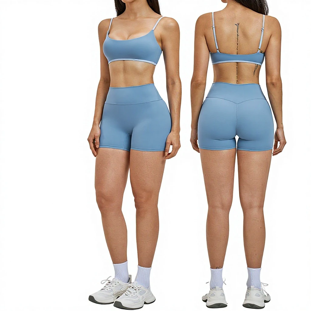 Women's Sports Suit Sweat-Wicking 2-Piece Set Casual Sports Running Yoga Bra Shorts Sets Gym Fitness Sets