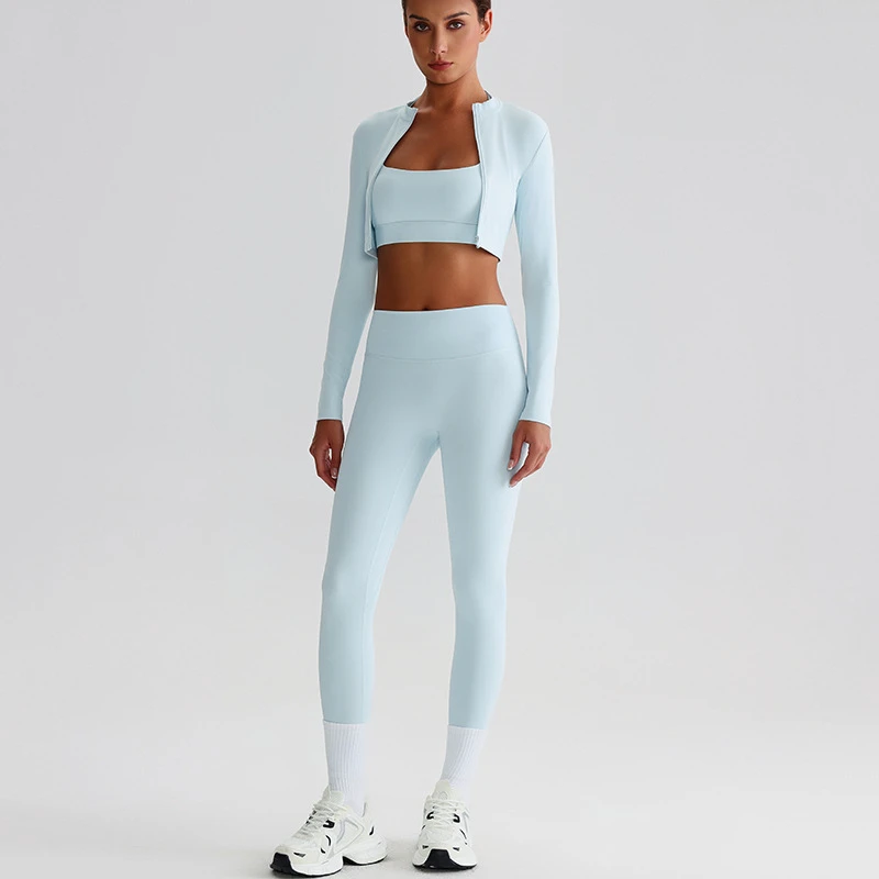 Wholesale Women High Quality Yoga Set Cooling Hooded Zipper Sports Jacket and Fitness Yoga 2 Piece Sport Set for Sport