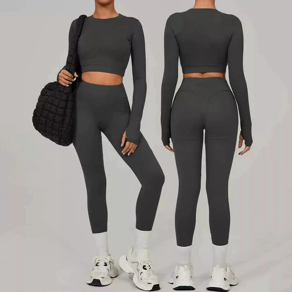 Wholesale Tight Yoga Quick Drying Fitness Set, Winter Outdoor Running Sports Set