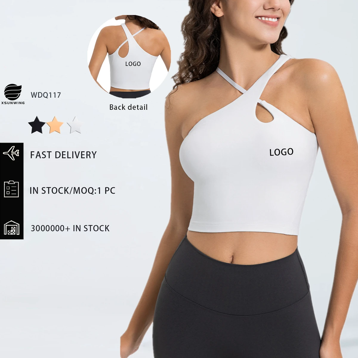 Xsunwing Wholesale Sexy Cross Halter Shockproof Sports Vest Removable Pads Gym Bra Fitness Crop Tops Women Yoga Tank Tops WDQ117
