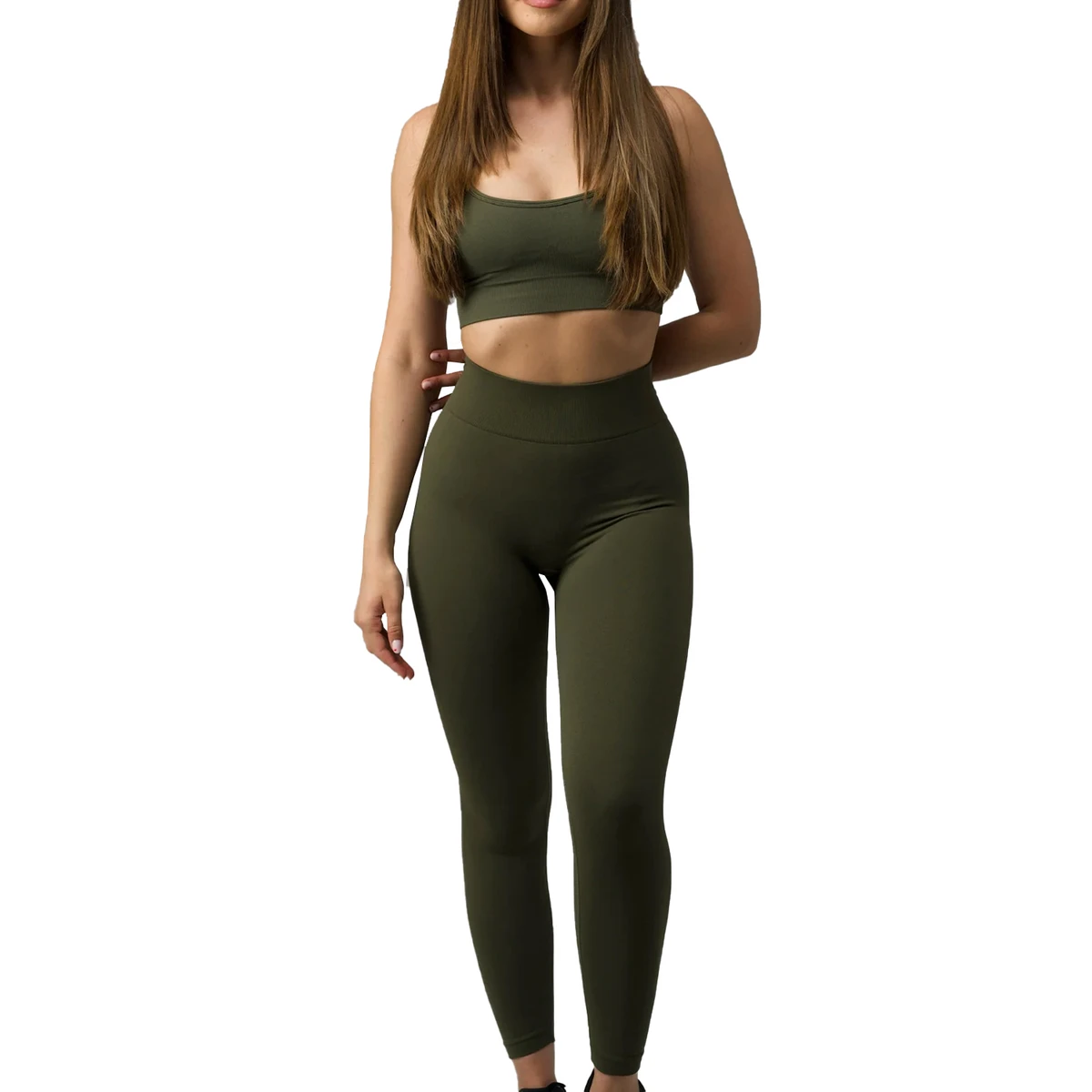Hot Sale Women Plus Size Yoga Set Drawstring Front Lightweight Breathable Spandex/Polyester Seamless Solid Pattern Quick Dry