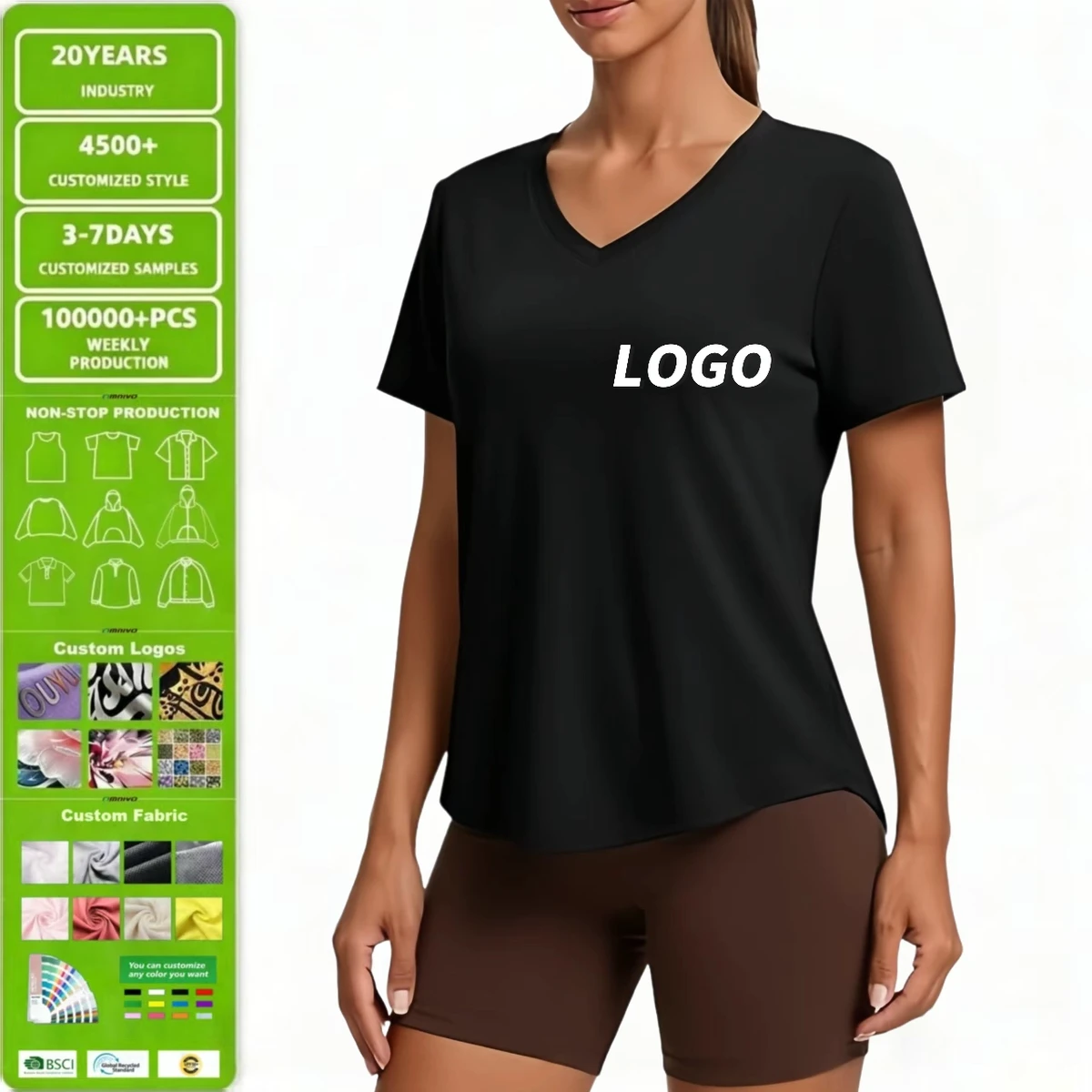Workout for Women Short Sleeve V Neck Moisture Wicking UPF 50+ Sun Protection Quick Dry Gym Wear Wholesale Women's T-shirts