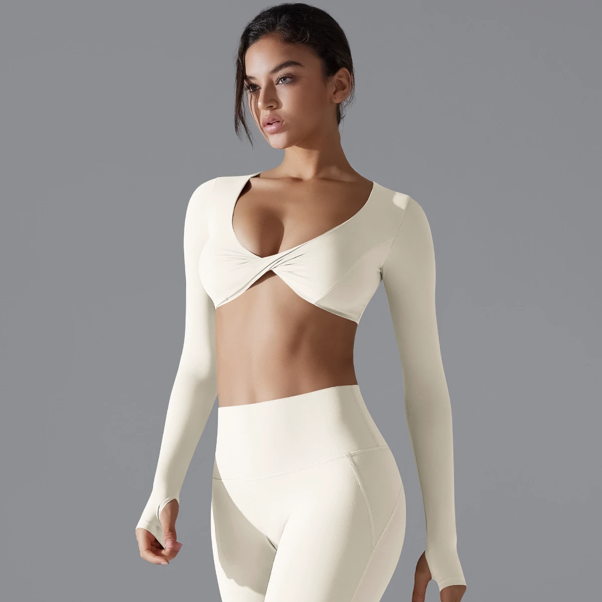 New Women Deep V-neck Slim-fit Breathable For Sets Navel-exposed Outdoor Yoga Short Top