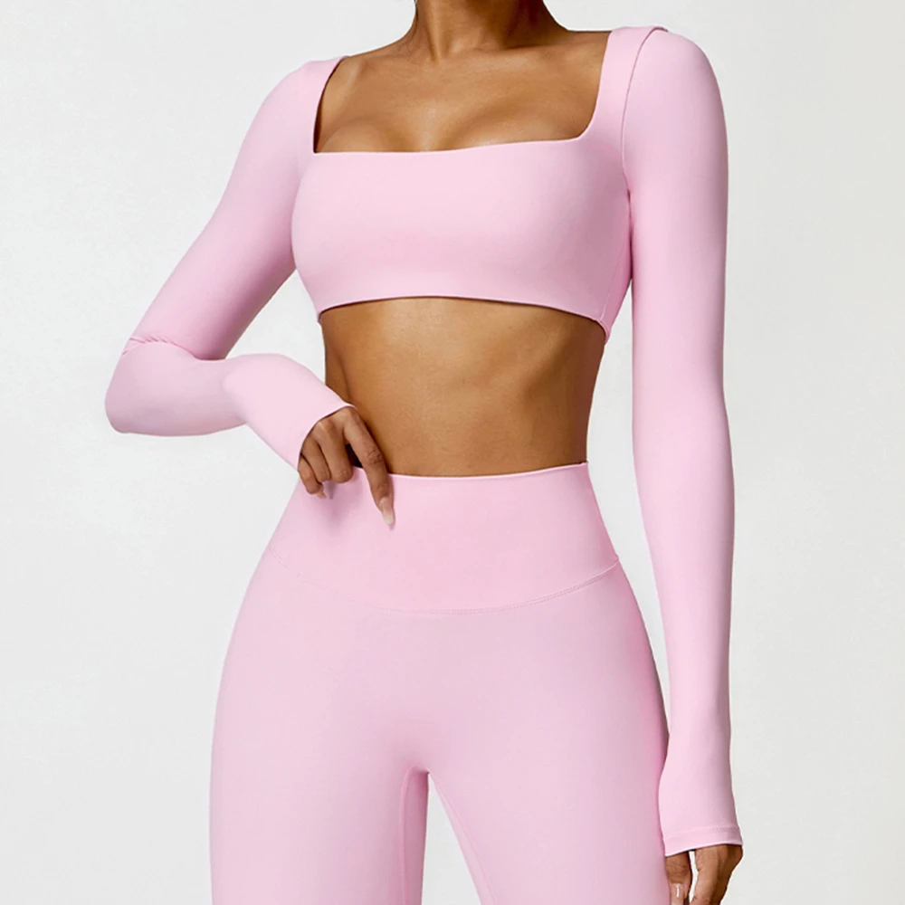 Lanyu Women's Tight Yoga Running Fitness Top Long Sleeve Brushed Sets Breathable Lightweight Eco-Friendly Outdoor Sports