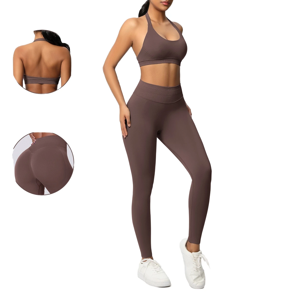 High Quality Customized Front Logo Women 2-Piece Gym Fitness Yoga Sports Bra & Legging Set with SMART FABRIC Breathable OEM