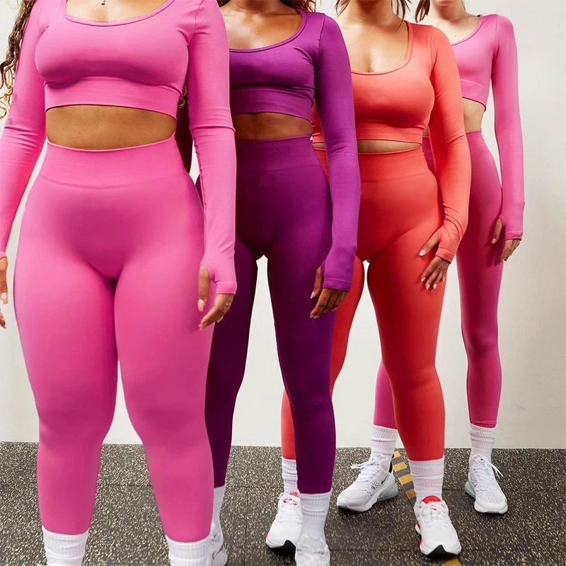 6 Piece Sport Bra Seamless Workout Short Sleeve Long Sleeve Gym Activewear Fitness Sportswear Leggings Shorts Woman Yoga Sets