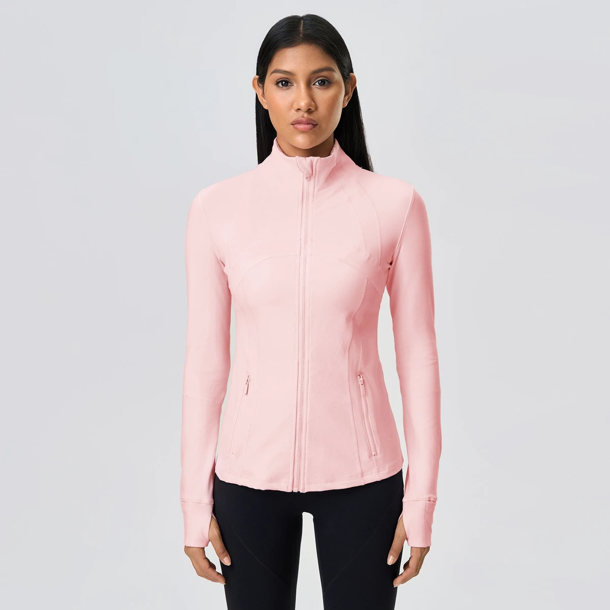 Women's Solid Breathable Stretchy Long Sleeve Yoga Jacket Autumn Winter Full-Zip Running Gym Fitness Workout 1-Piece Outerwear