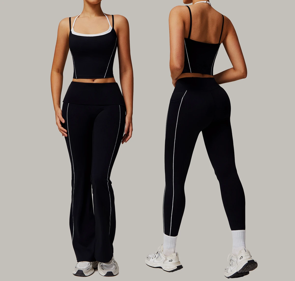 Short Activewear Set Women Active Wear Yoga Push Up Women Fitness Sets Custom Sport Bra And Flared Pants Set Deportiva Mujer