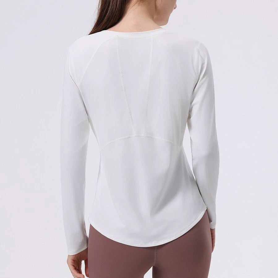 Naked Tight Four-stitch Six-thread Breathable Nylon Spandex Yoga Suit Women's Long-sleeved Professional Sports Top Running