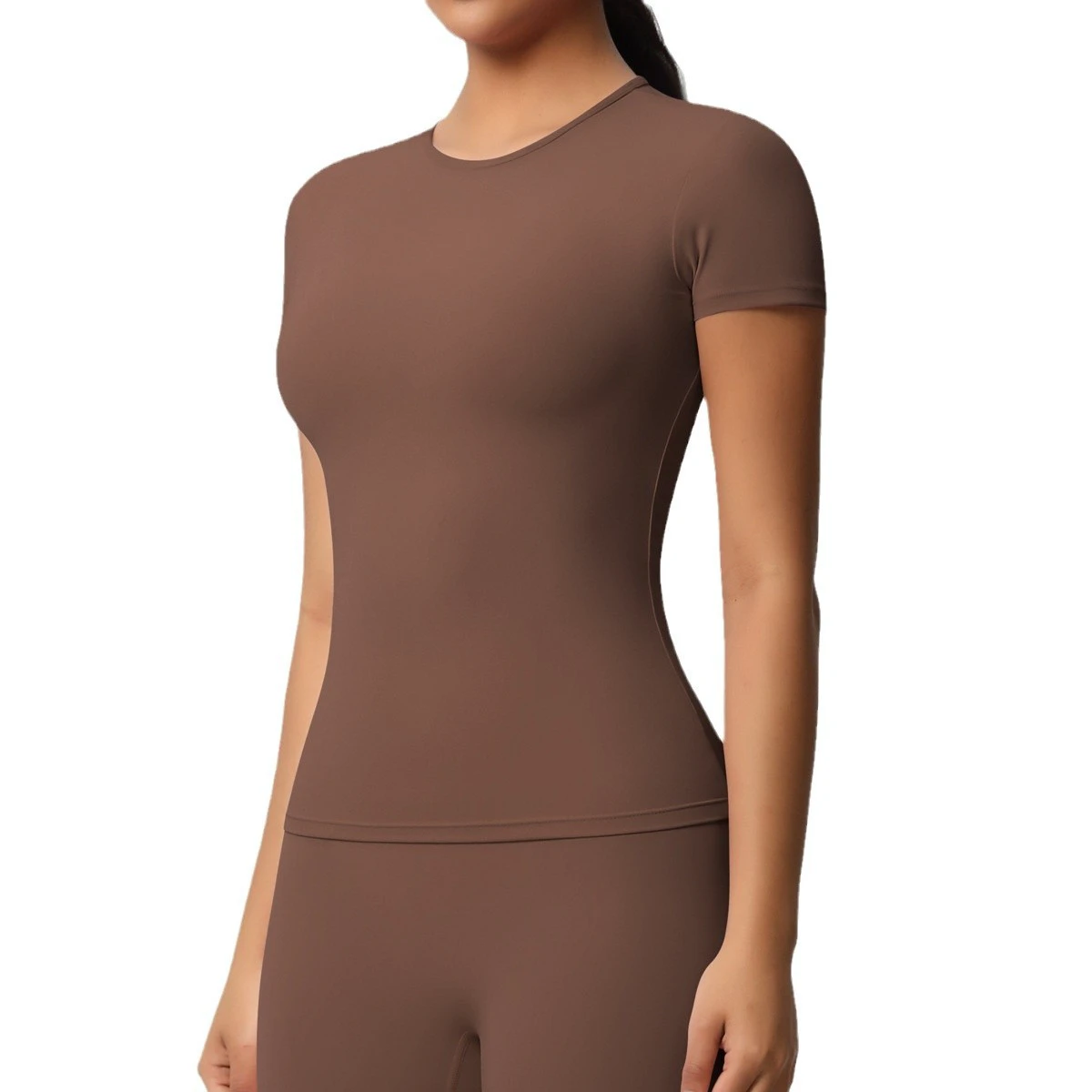 High Quality Custom Compression Slim Fit Gym Blank Tshirts For Women Short Sleeve Crewneck Yoga Tops Front Softness Sportswear