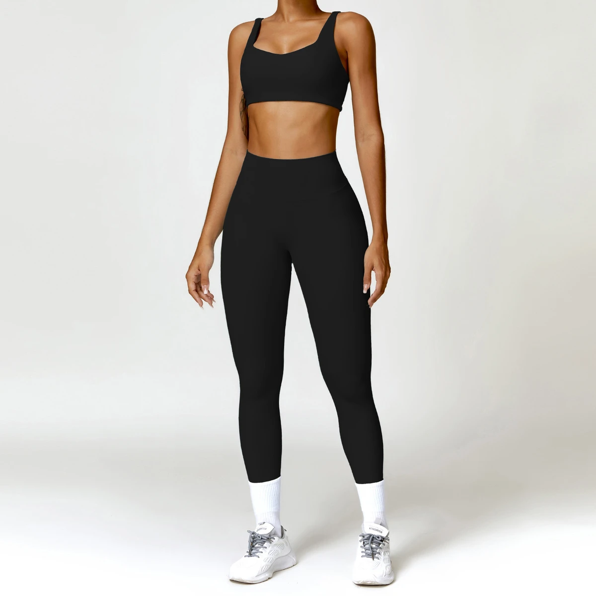 Women's Sports Suit Yoga Set Spandex/Nylon Quick Dry Elastic Waist Running Fitness Pants Set