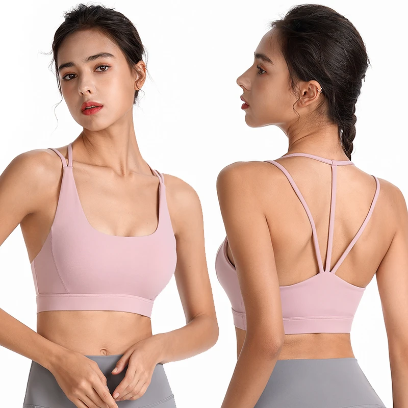 Wholesale Women Beauty Back Padded Sport Bra Strappy U Neck Butter Soft Low Impact Workout Bras Yoga Fitness Pilates Walking Bra