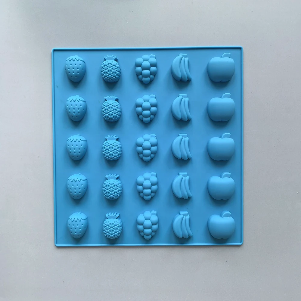 25 Cavity Fruit Shaped Candy Mold Silicone Chocolate Mold DIY Strawberry Pineapple Watermelon apple Grape Shaped Soft Candy Mold