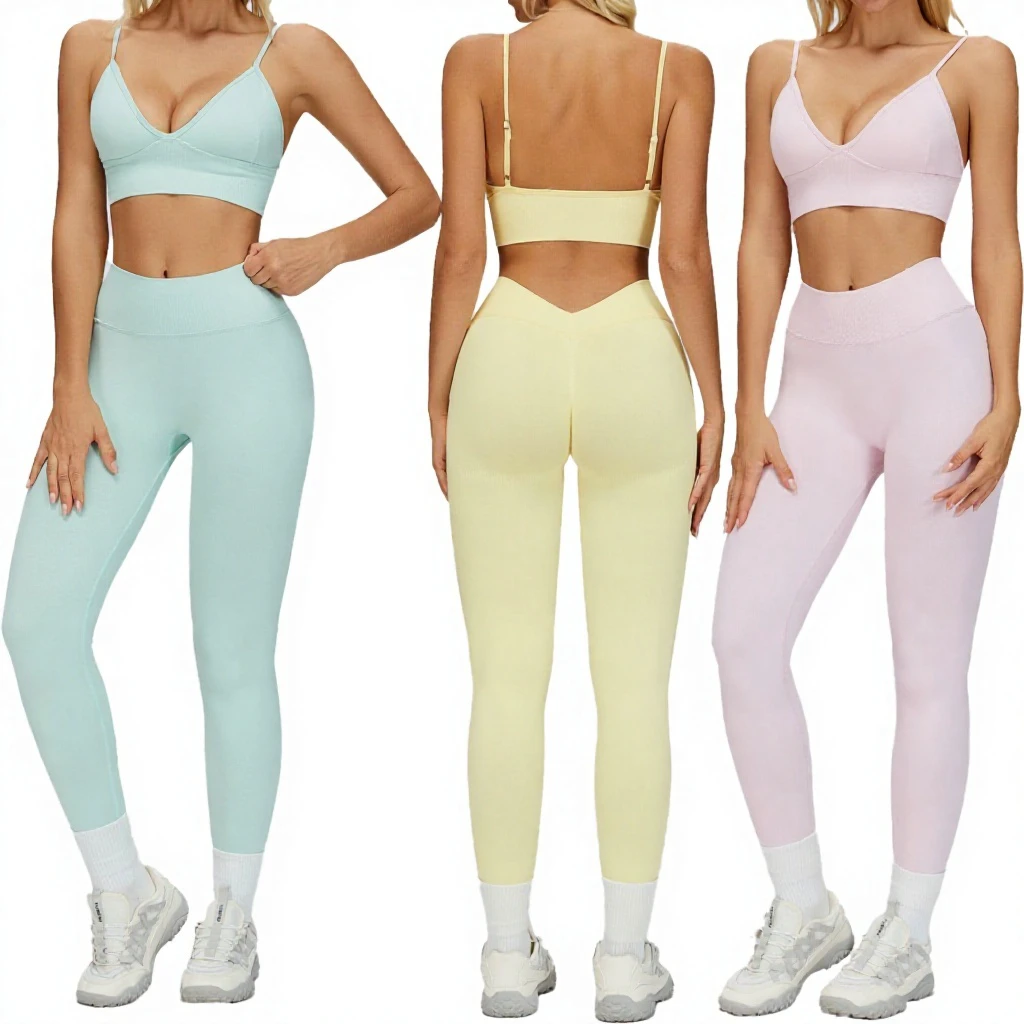 Women's Solid Yoga Set 2-Piece Sports Bra Leggings Four-Way Stretch Activewear for Fitness Gym Workout Perfect for gym yoga