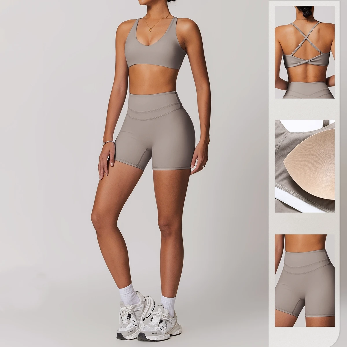 Ladies Breathable Yoga Bra and Shorts Sets Custom Logo Women Gym Training Workout Fitness Sports Activewear Set