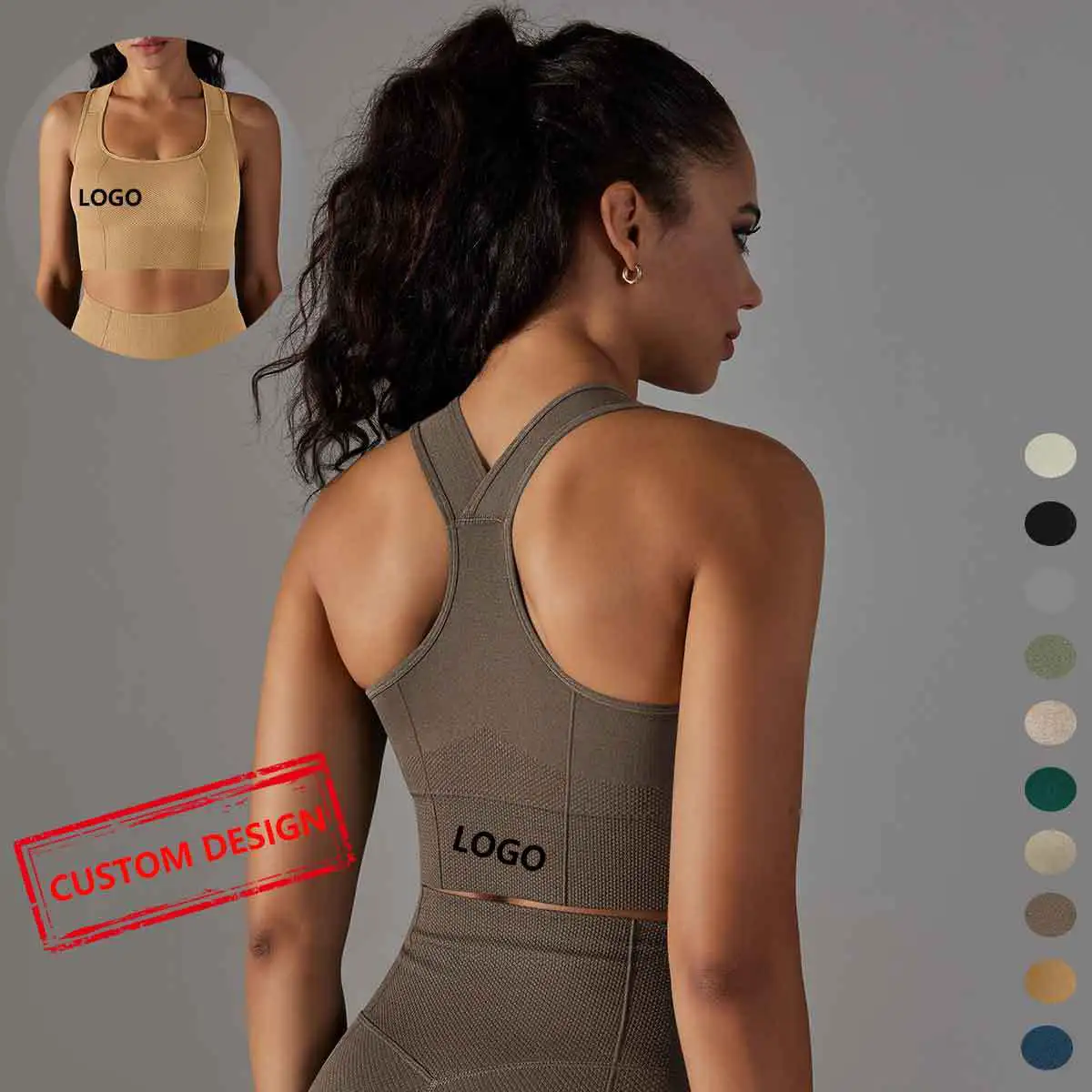 Factory High Quality 80% Nylon 20% Spandex Women Seamless Sports Bra Tops Shockproof Sexy Recar Back Gym Yoga Fitness Vest Bras