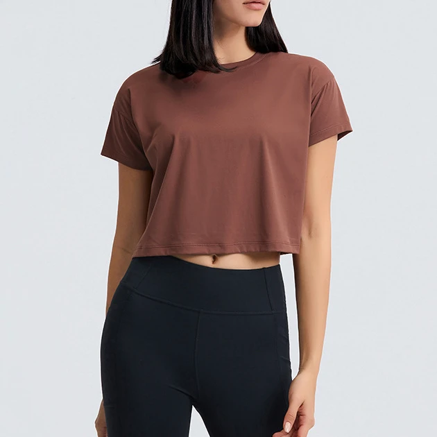 Crop Top High Quality Blank Skin Friendly Breathable Cropped Sport Yoga T Shirts Women