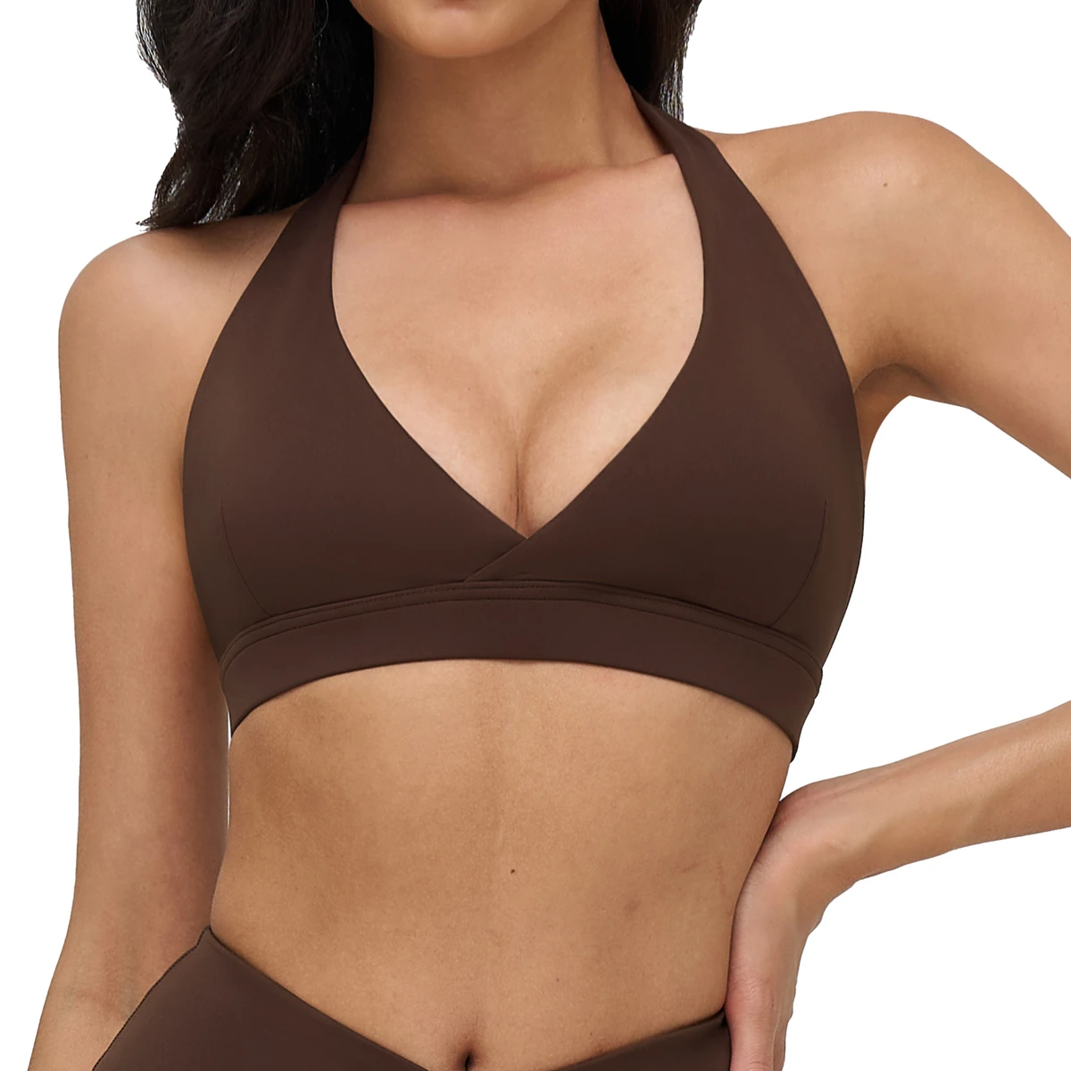 Sexy Girls Yoga Sports Bra Cross V-Neck Breathable Spandex/Nylon Medium Support Wrinkle-Resistant for Fitness & Running EWX4518