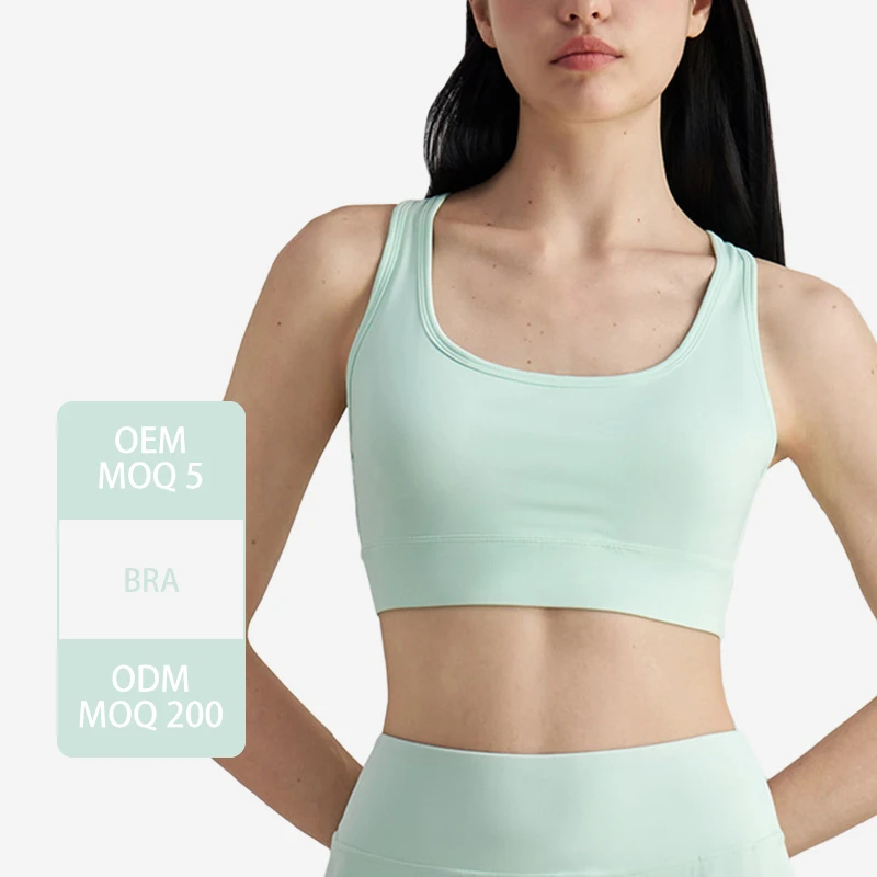ADWX52002 Women Square-neck Bra with Padding Spandex Polyamide Strappy Medium Support Hollow Back Running Workout Yoga Bra