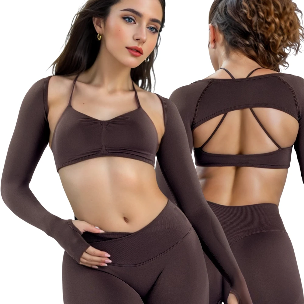 CIYING Custom Seamless Yoga Shrug Long Sleeve Crop Top Thumbhole Workout Bolero Gym Activewear Fitness Top for Women