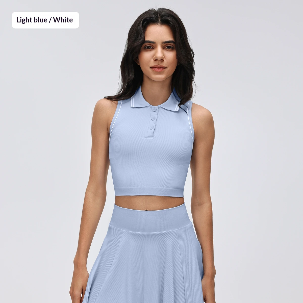 Seamless Breathable Polo Lapel Yoga Clothing Top Color Contrast All-Match Short Chest Pads Sports Vest Women Nylon Spandex