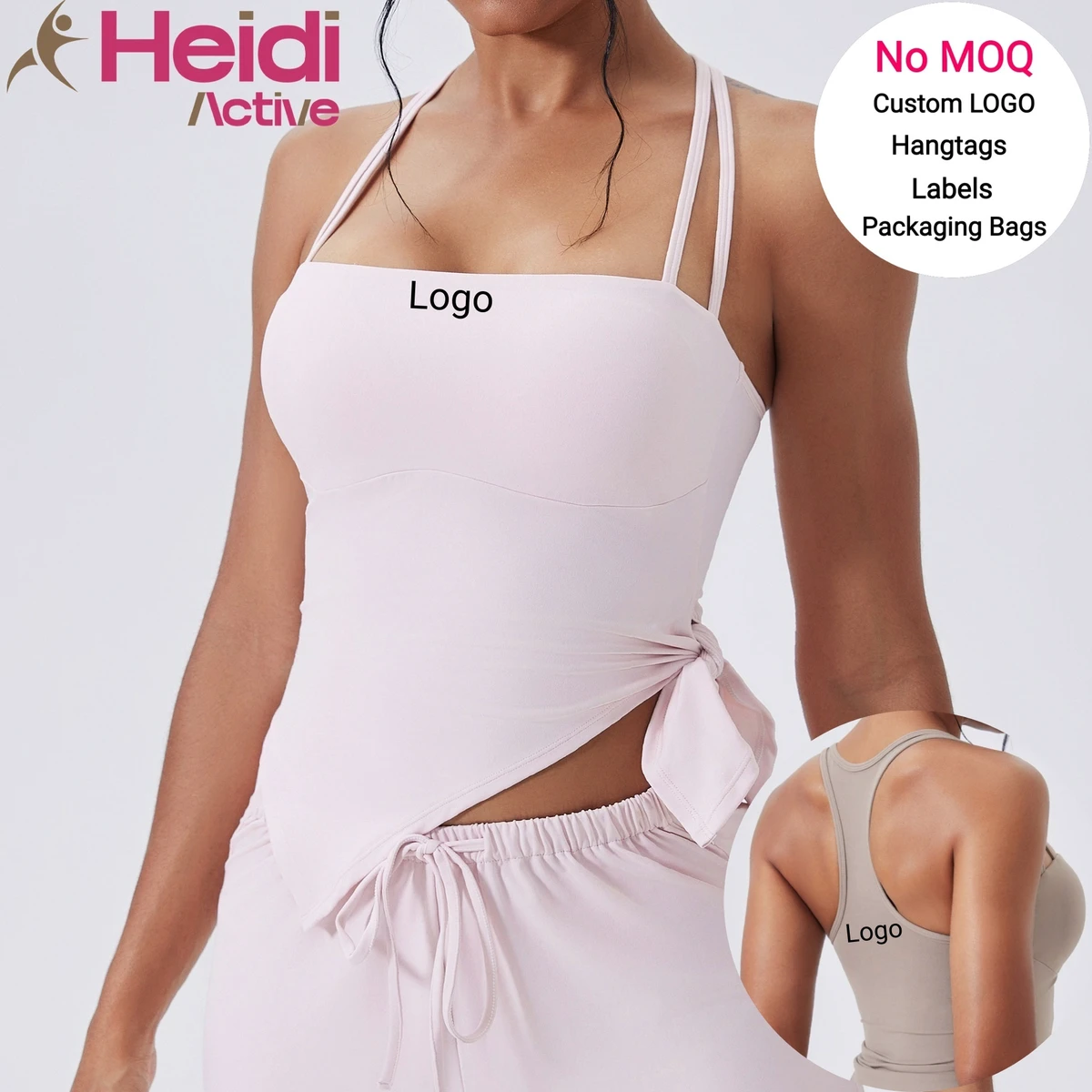 New Design Workout Clothes Irregular Sports Vest Nude Sense Double Strap Bow Knot Yoga Tank Top for Pilates