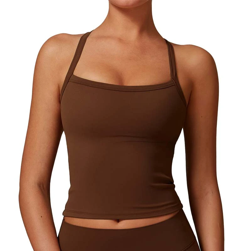 Wholesale Custom Women's Halter Neck Ribbed Stretch Top and Leggings Gym Fitness Clothing Seamless Yoga Set