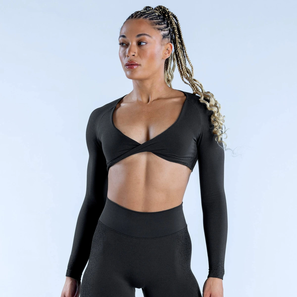 European and American Style Yoga Top for Women, with a Cross-knot Design at the Chest, Perfect for Running, Fitness, and Yoga