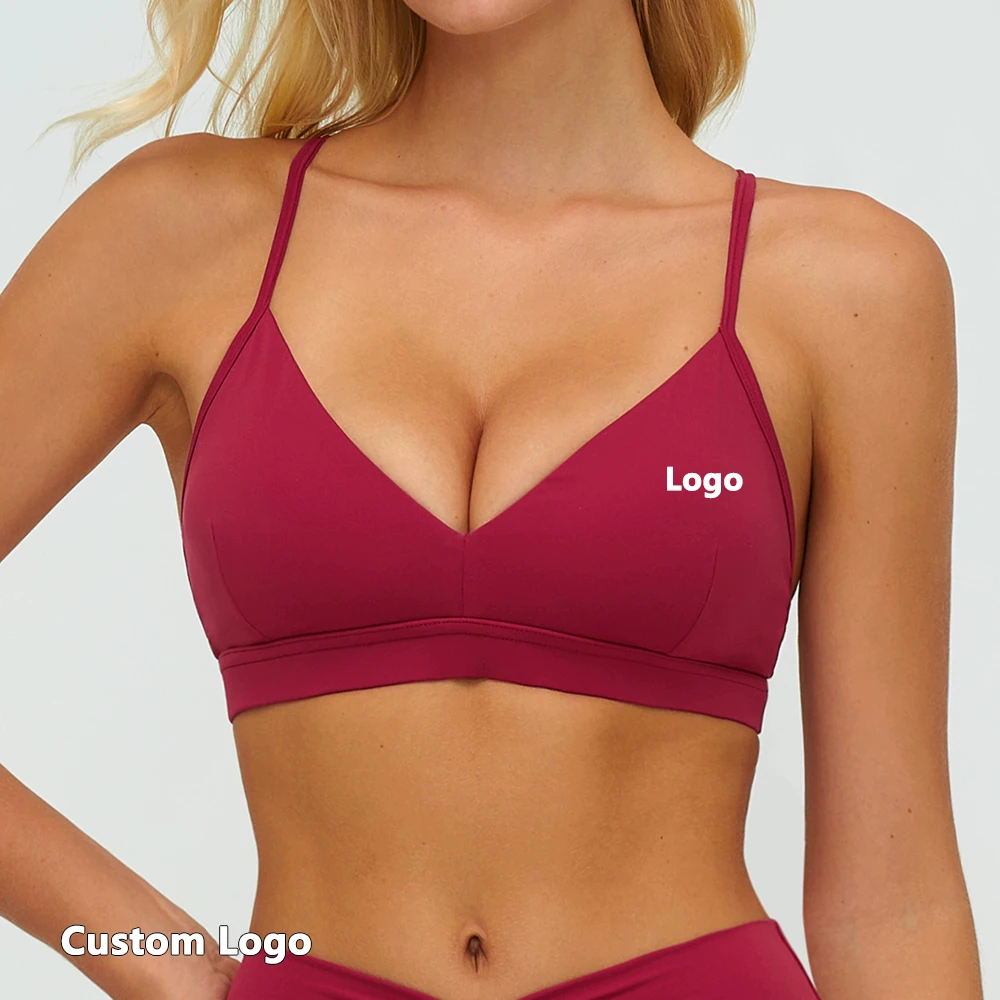 Factory Wholesale Yoga Bra, Cross V-neck Fashionable Back Sports Underwear, Fitness Running Sports Bra