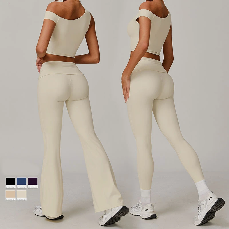 Women's High-Durable Breathable Yoga Suit Elastic Waist Fitness Leggings Solid Environmentally-Friendly Recycled Material
