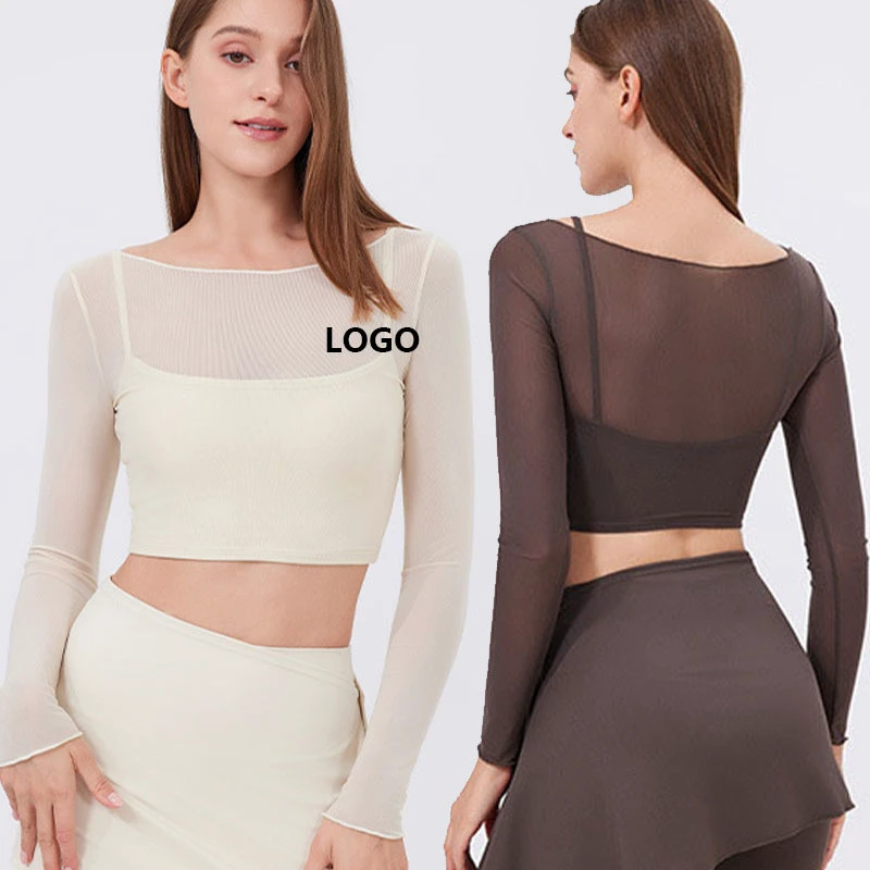 XW-CX5011 Two Piece Long Sleeve Top Slim Fit Strength Training Sportswear Mesh High Quality Gym Fitness Yoga Top