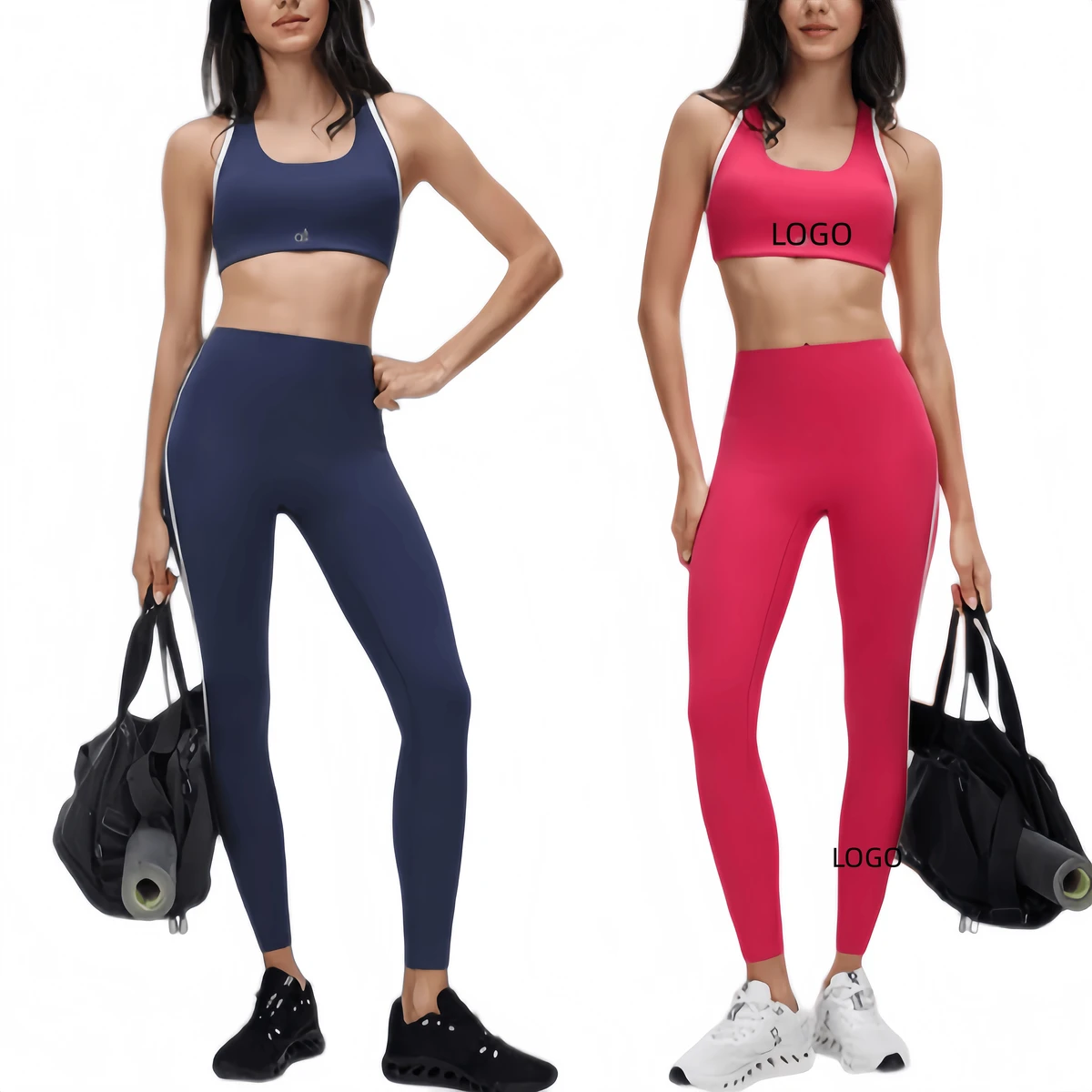 Luxury Brand Customized AL Women Breathable High Elasticity Sleeveless Sports Bra Solid Front Training Two-piece Yoga Suit Set