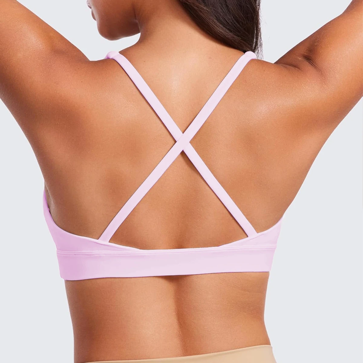 Custom Yoga Wear Padded Backless Cross Women V Neck Medium Support Breathable Lightweight Fitness Sportswear Yoga Bra Front