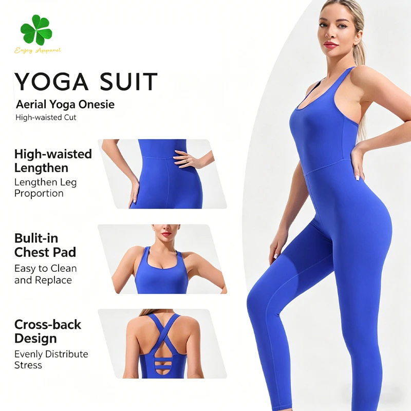 Women's High-End Solid Quick-Drying Summer Fitness Suit Spandex/Nylon 2-Piece Yoga Set High-Waisted Elastic Waist Front