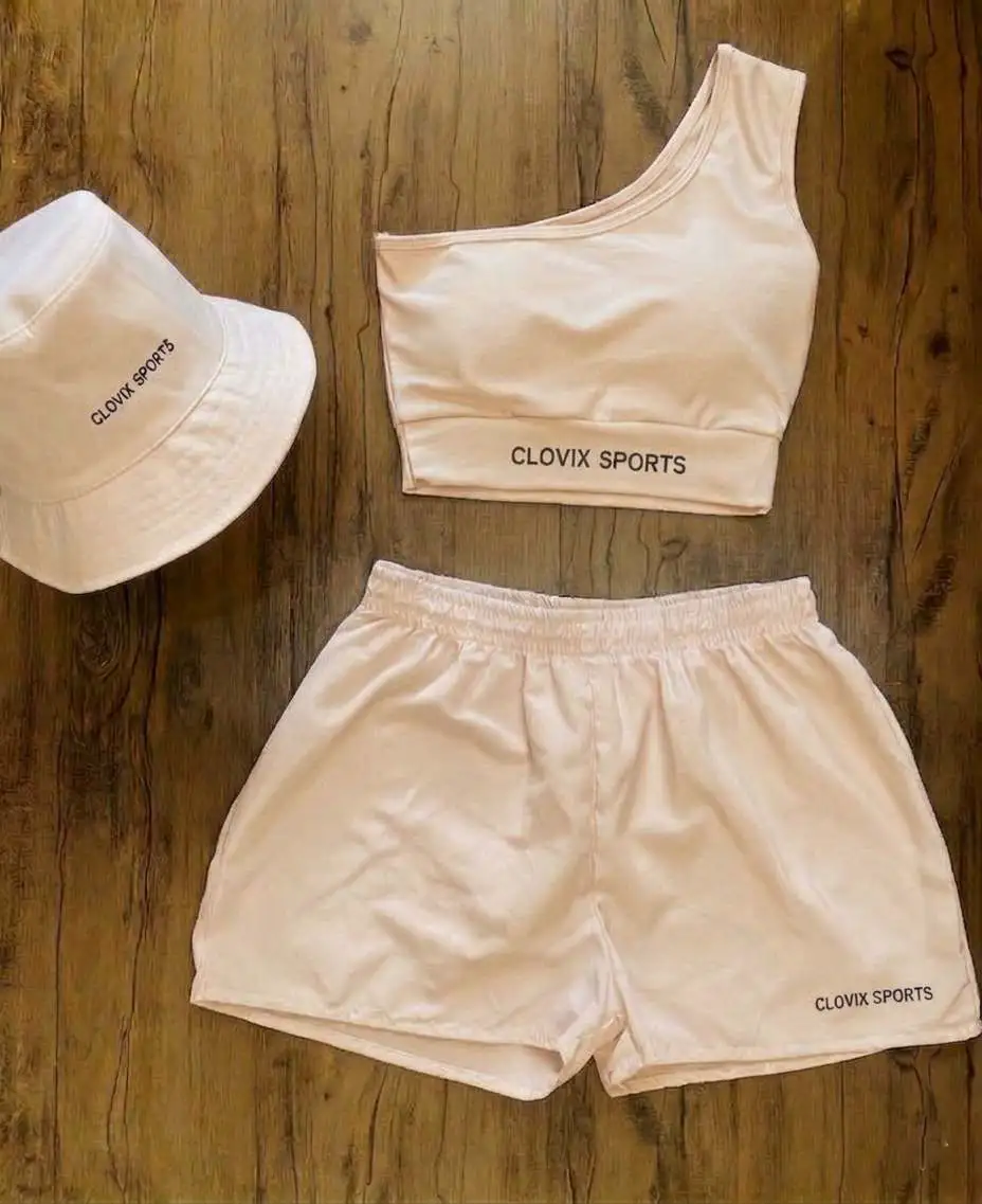 Unique Fashion Custom Logo Women Yoga Set One Shoulder Sports Bra with Shorts Gym Wear Tracksuit Fitness Outfit Cheap Price