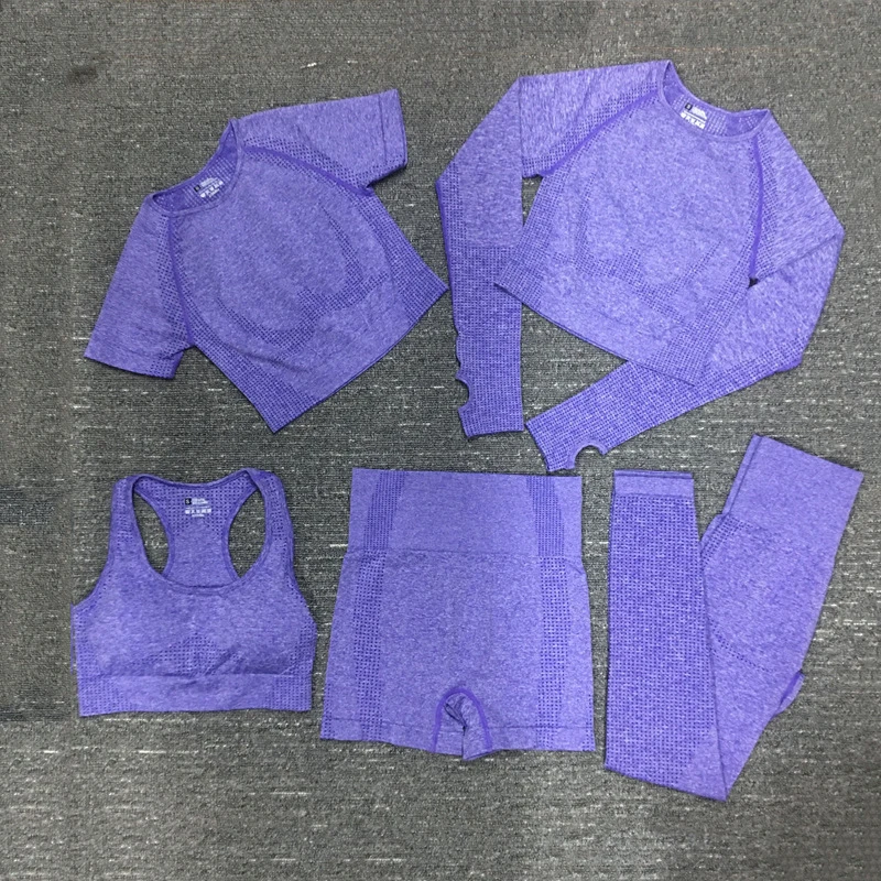 5PCS Seamless Gym Clothing Yoga Outfit Pants Sports Suit Women Workout Gym Fitness Sets