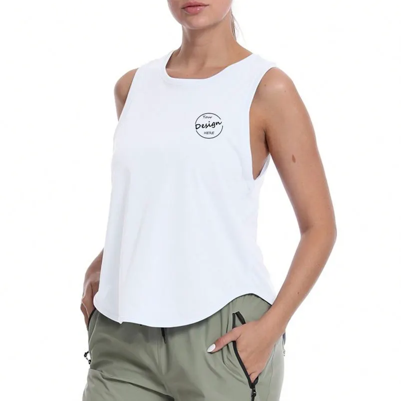 Back Slit Breathable Knitted Sports Racerback Tank Top Quick Dry Yoga Loose Running Fitness Women's Tank Top
