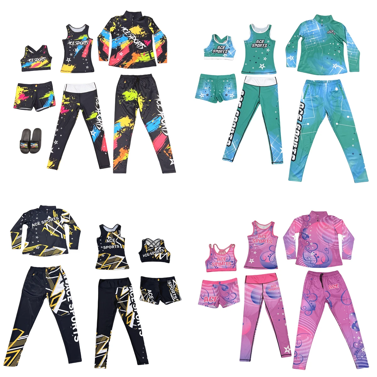 New Customized Wholesale Girls Cheerleading Practice Wear Custom Cheer Bra And Shorts Sublimation Dance Practice Wear