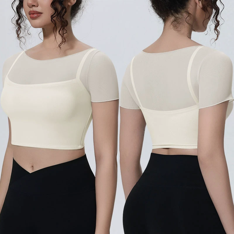 New Style Women's Lightweight Breathable Quick Dry Sweat Wicking Sports Short Sleeve Top Seamless Gym Fitness Yoga T-shirt