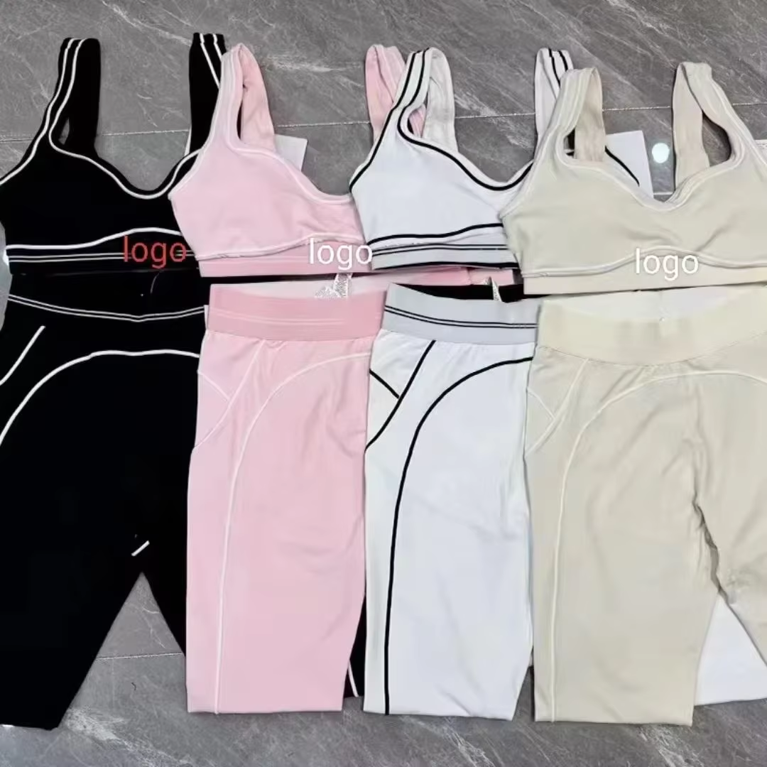 Manufacturer Direct Sales Yoga Pilates Set, Four-way Elastic Seamless Thread High-quality Women's Fitness Suit Two-piece Set...