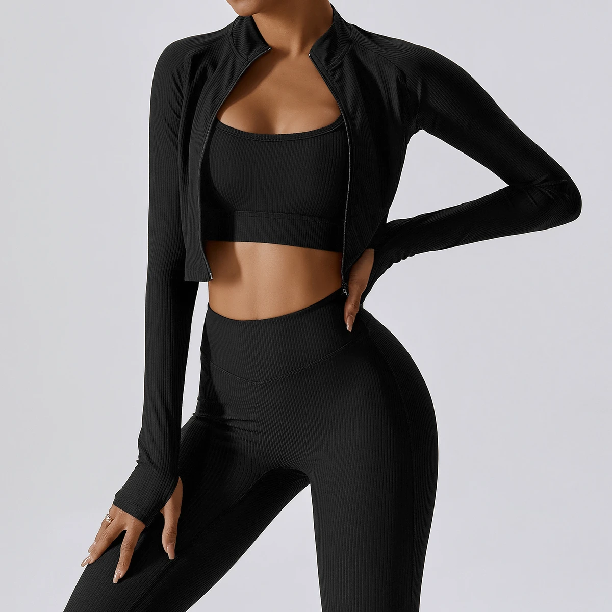 High Quality Women Athletic Sport Shirts Yoga Jackets Long Sleeve Fitness Yoga Crop Tops