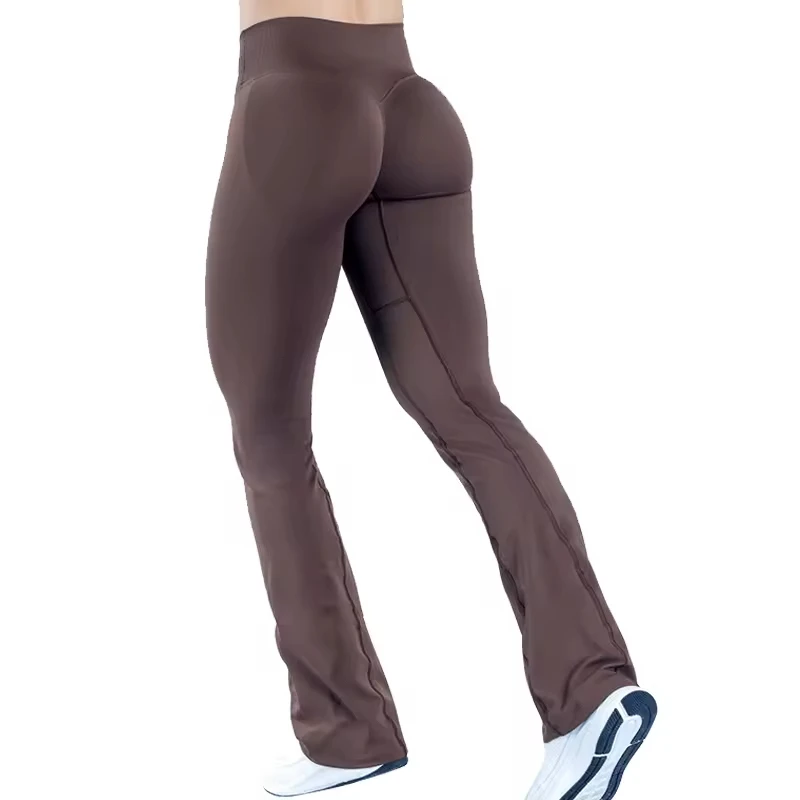 Women's High-Rise Thick Seamless Elastic Waist V Cut Scrunch Back Four-Way Stretch Anti-Bacterial Sweat-Wicking Skinny Leggings