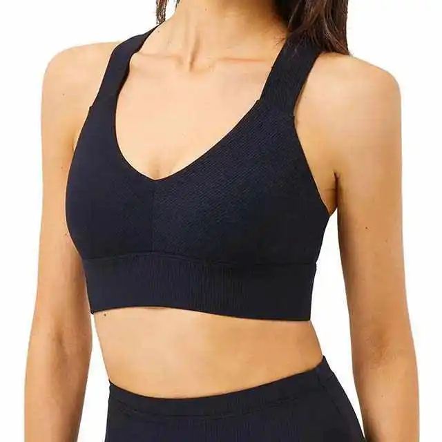 Women's Simple Sport Bra Breathable Eco-Friendly Quick Dry Yoga Fitness Workout Front Customized Logo Medium Support Solid Color