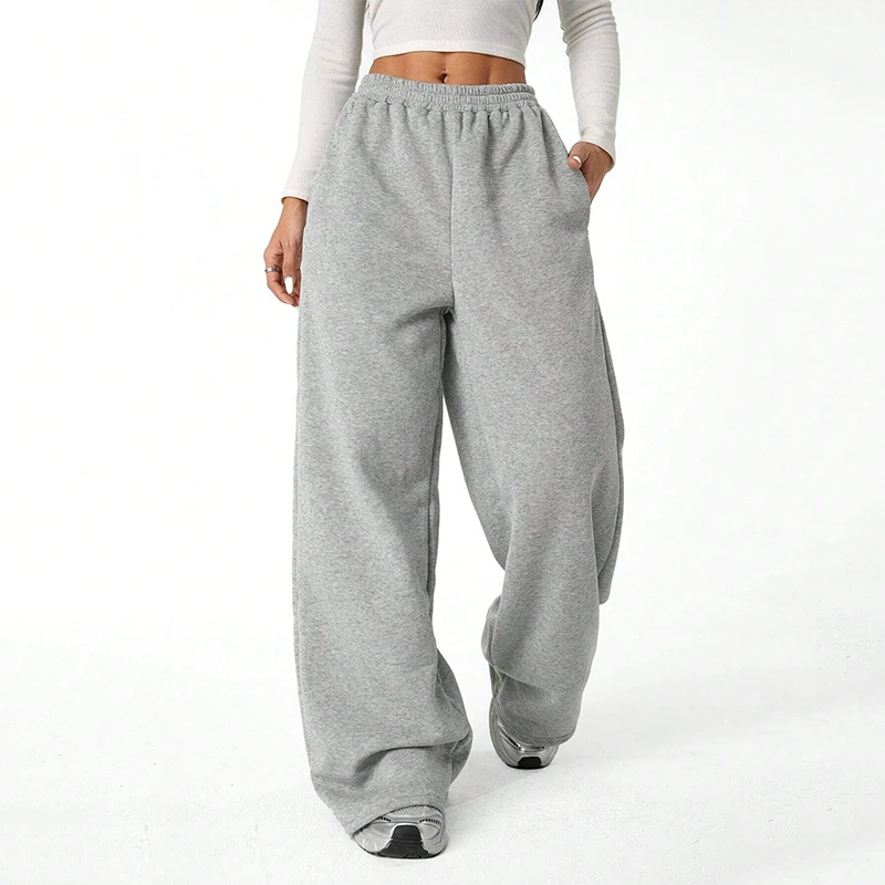Heavy Fabric Sweatpants Joggers Winter Women's Workout Wide Leg Pants Jogging Oversize Trousers Sports Warm Pants