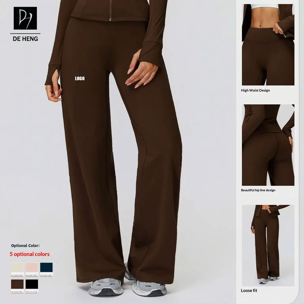 Top Fashion Women Gym Clothes Activewear Scrunch Butt Leggings Wide Flared Leg Pants High Waist Sport Woman's Yoga Leggings